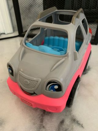 Fisher Price Little People 2015 Suv Car Pink Gray Blue Eyes Sounds Phrases