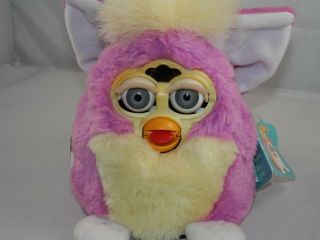 FURBY BABIES Purple & Yellow 1999 Tiger Electronics 70 - 940 with Tag 7