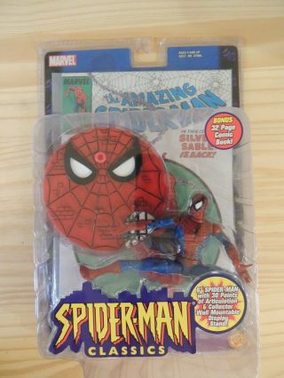 Marvel Toybiz Spider - Man Classics Series 1 Spider - Man 6” Figure W/ Comic