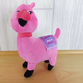 Pink Llama Alpaca With Colorful Blanket 9” Tall Plush Stuffed Animal