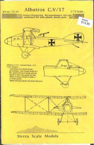 1/72 Sierra Scale Models Albatros C.  V/17 German Wwi Scout