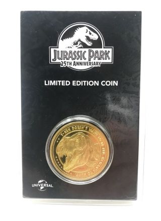 Jurassic Park 25th Anniversary Coin Gold Plated “t - Rex Fed” 1000 Limited Edition
