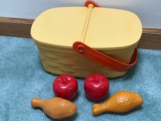 Fisher Price Fun with Food Picnic Basket with 2 Apples & 2 Chicken Legs VGUC 4