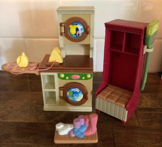 Fisher - Price Loving Family Furniture Laundry Room Washer Dryer Ironing Board