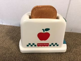 Vintage Fisher Price Fun With Food Pop Up Toaster Apple Design 1997 W/ 1 Toast