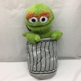 Sesame Street Oscar Grouch Trash Can Green Gray Nanco Plush 16 " Lovey Toy 2003