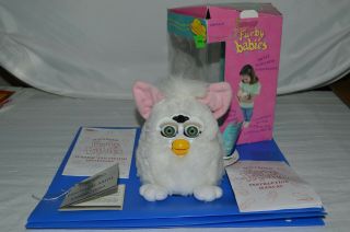 Mini FURBY BABIES 70 - 940 Green Eyes w/ Pink Ears Hasbro 1999 Electronics 5