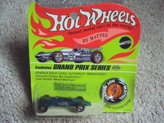 Hot Wheels Redline Lotus Turbine In Package With Button,  1969