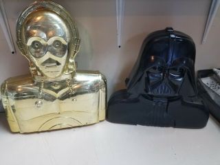 Vintage Kenner Star Wars Esb Rotj C - 3po & Darth Vader Collector’s Figure Case