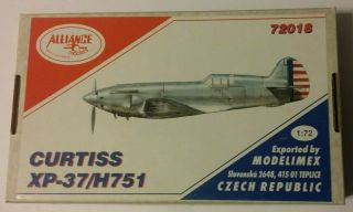 Alliance Models 72018 Curtiss Xp - 37 / H751 Resin Kit 1/72 Scale