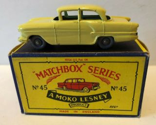 Orig Matchbox Series 1958 Moko Lesney No 45a Yellow Vauxhall Victor Family Sedan