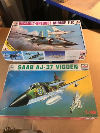 1/48 Esci Saab - Scania Aj - 37 Viggen Swedish Strike Jet,  Plus Mirage F1c