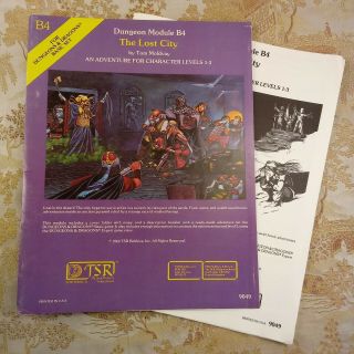 Ad&d Tsr 1982 Dungeons And Dragons The Lost City B4 Module Tsr
