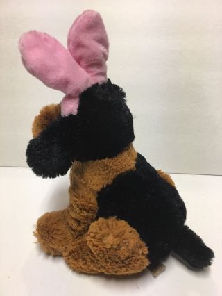 Dan Dee Collectors Choice Black & Tan Plush Dog w Pink Easter Bunny Rabbit Ears 3