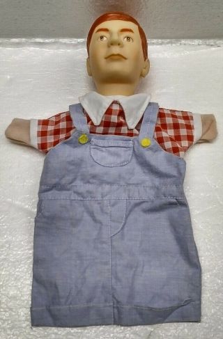 Vintage Red Hair Farmer Man W/ Hard Plastic Head Mister Rogers Style Hand Puppet
