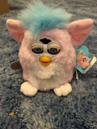 1999 Furby Babies Pink Blue Hair Blue Eyes All Tags On - Tiger