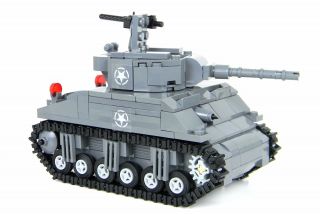 M4 Sherman Us Army World War 2 Tank Custom Set Made W/ Real Lego® Brick