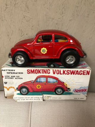 Vintage 1960s Battery Operated Smoking Volkswagen Beatle Bug Car