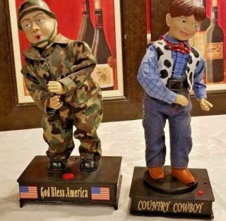 Vintage Battery Operated Singing & Dancing Cowboy & Army Toy Dolls