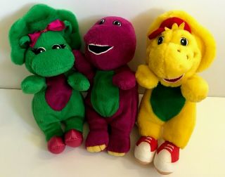 Barney Baby Bop Bj Plush Set Of 3 7 " Stuffed Dinosaurs - Barney & Friends Toys