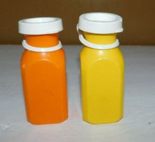 2 Vintage Fisher Price Fun with Food Milk & Juice Bottles Orange Yellow 3