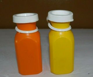 2 Vintage Fisher Price Fun with Food Milk & Juice Bottles Orange Yellow 4