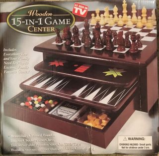 Chess Board Game Set Wood Wooden 15 In 1 Tabletop Game Center Mahogany Family