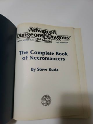 THE COMPLETE BOOK OF NECROMANCERS AD&D 2nd Ed DM Rules Supplement - TSR 6