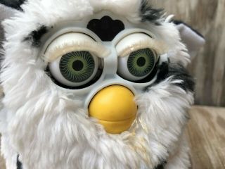 Tiger Furby Babies Collectible Toys 1999 White Black Dots Fur Battery Operated 5