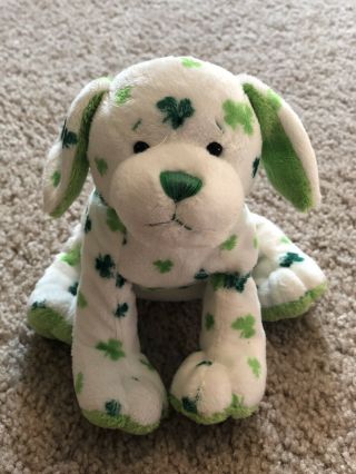 Webkins Clover Puppy White Green Shamrock Bean Plush Stuffed Animal Dog No Code