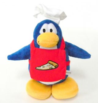 Disney Club Penguin Pizza Chef Plush Stuffed Animal Penguin 8 In T