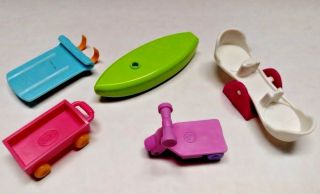 Littlest Pet Shop Lps Accessories 5 Vehicles Scooter Sled Surfboard Seesaw Wagon