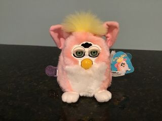 1999 Furby Baby Pink And White With Yellow Top W/ Tag