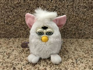 Furby Baby All White With Pink Ears With Tags Tiger 1999