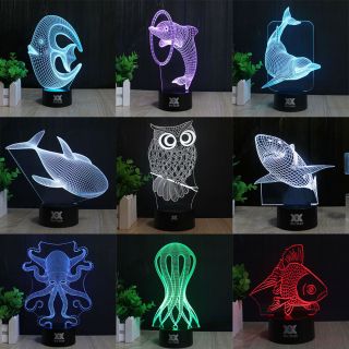 Ocean Animal World 3d Led 7 Color Night Light Usb Touch Table Desk Lamp Gifts Uk