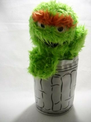 Sesame Place 2012 Oscar The Grouch In Trash Can Plush 13 "