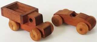 Vintage Montgomery Schoolhouse Wooden 7.  25 " Truck And 6 " Race Car Made Vermont
