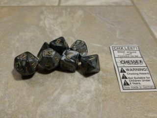 Chessex Dice Chx Le671 Steel W/gold 7 Leaf Polyhedral Die Set