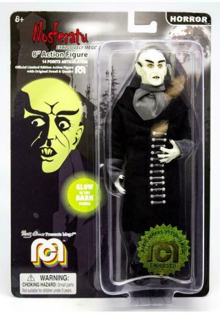 Mego Horror Nosferatu Glow In The Dark With Black Coat Action Figure.