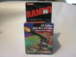 1986 Coleco Rambo,  50 Caliber Anti - Aircraft Gun Sky Sweeping Artillery 0832 Nib