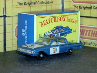 Matchbox Lesney Ford Fairlane Police Car 55 B4 36bpw Ridged Sc8 Nm Crafted Box