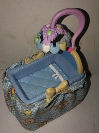Fisher Price Loving Family Dollhouse Nursery Baby Blue Bassinet Crib W Mobile 2