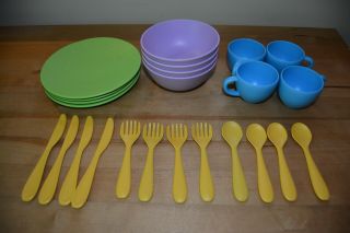 24 - Piece Green Toys Dish Set - 4 Bowls,  Plates,  Cups,  Spoons,  Knives,  Forks
