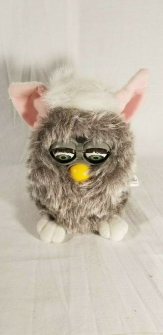 Tiger Electronics Furby Gray Fur Green Eyes Pink Ears 70 - 800 1998 With Tag