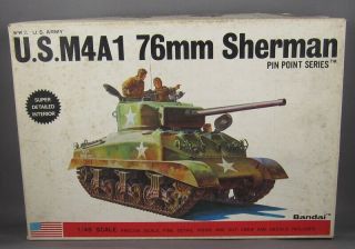 Vintage 1970s Bandai 1/48 Wwii Us M4a1 76mm Sherman Tank Complete Mint/boxed
