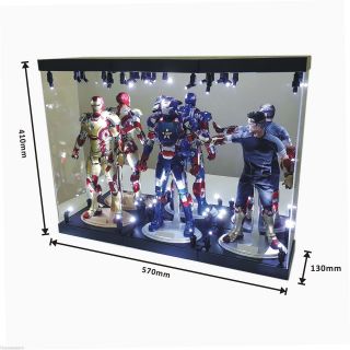 Acrylic Display Case Light Box For Three 12 " 1/6 Scale Hot Toys Iron Man Figure