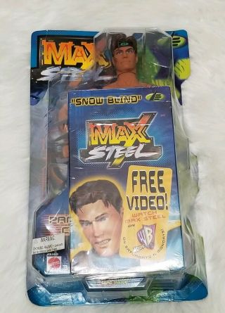 2000 Max Steel Panther Claw Strike Claw Action Figure,  With Vhs Tape Rare