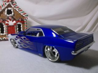 Jada Toys Dub City Big Time Muscle 1:24 1969 Chevy Blue Camaro With Flames