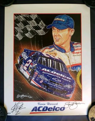 Kevin Harvick & Sam Bass Autographed Poster 2000 Ac Delco 2,  Promo & Print