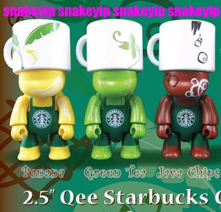 Toy2r X Starbucks Coffee Cupeeq 2.  5 " Qee Cup Card Packing Banana,  Green Tea,  Java